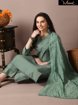 Sage Green Silk Kurta Set